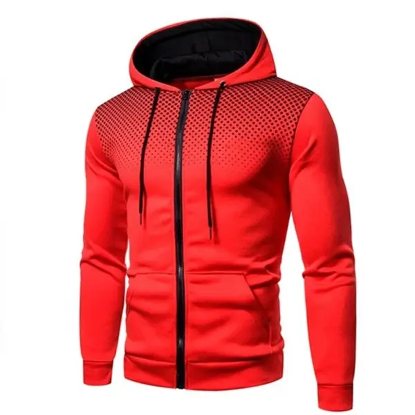 Men's Casual Polka Dot Zipper Hoodie - Image 2