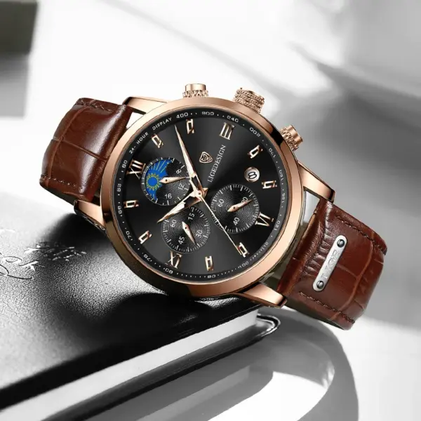 LIGE Mens Waterproof Quartz Chronograph Watch - Image 4