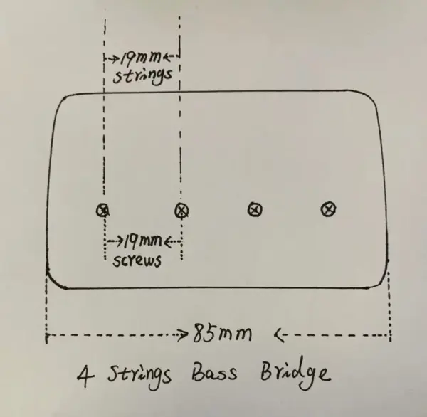 4 String Electric Bass Tailpiece 19mm Space - Image 6