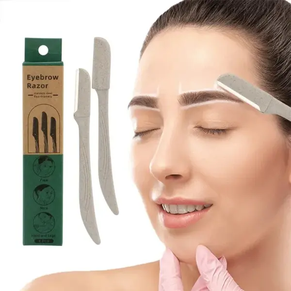 6pcs Eco-Friendly Wheat Straw Eyebrow Razors - Image 2
