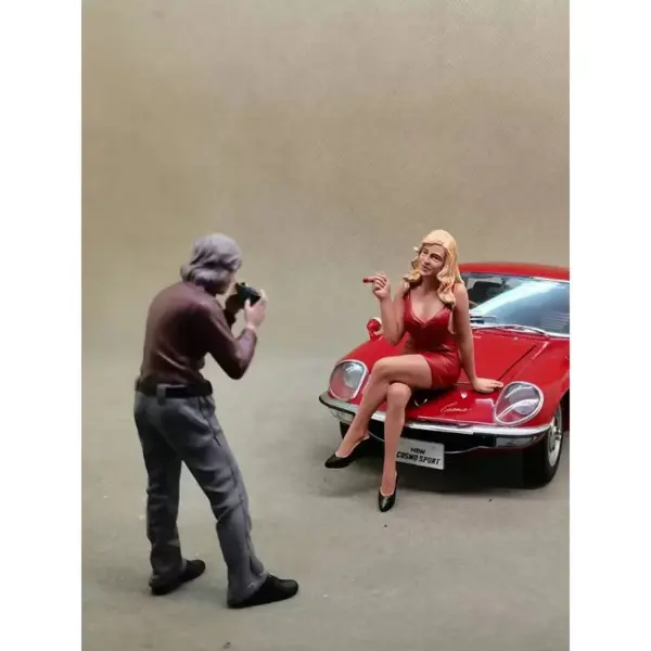 1:18 Scale Female Figure Model in Red Dress - Image 6