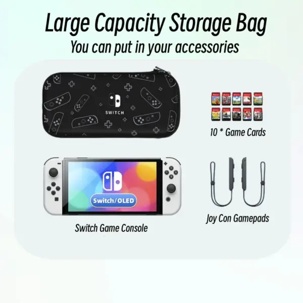 Black and White Storage Bag for Switch OLED - Image 5