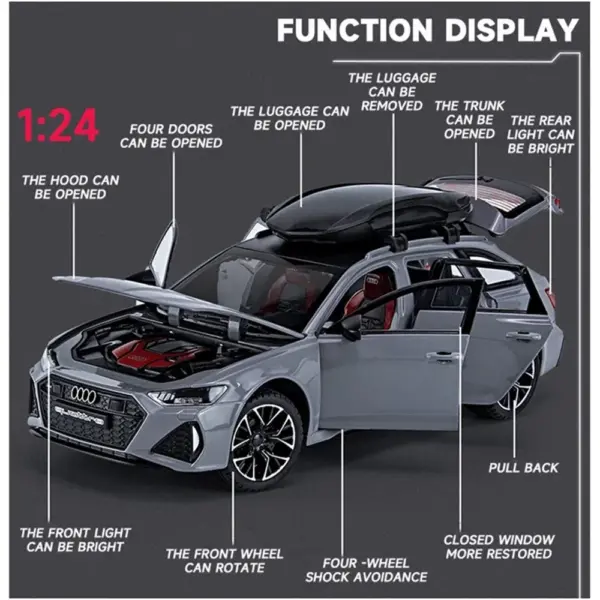 1:24 Audi RS6 Avant Diecast Model Car - Image 3