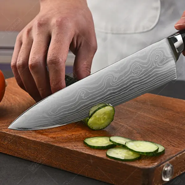 Japanese Kitchen Chef's Knife with Wooden Handle - Image 2