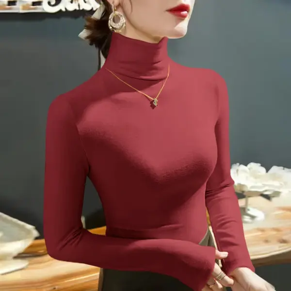 Women's Turtleneck Fleece Long Sleeve Top - Image 5