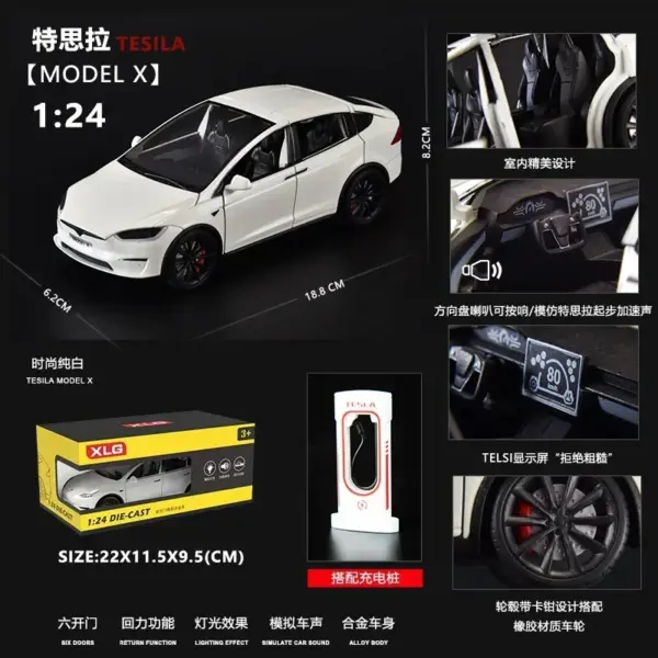 1:24 Tesla Model X Diecast Alloy Car Model - Image 5