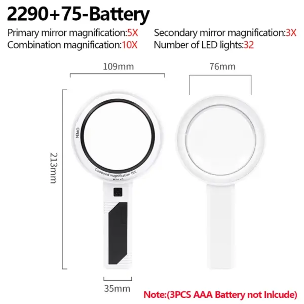 LED Handheld Magnifying Glass with 20X Zoom - Image 7