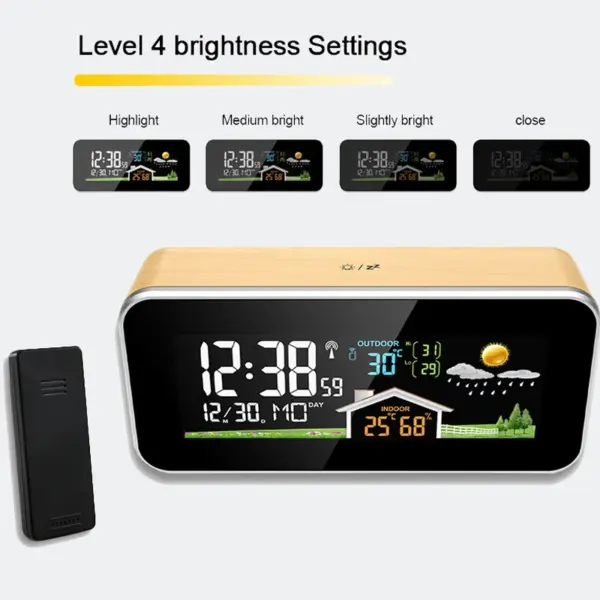 Wooden Digital Weather Station with Alarm Clock