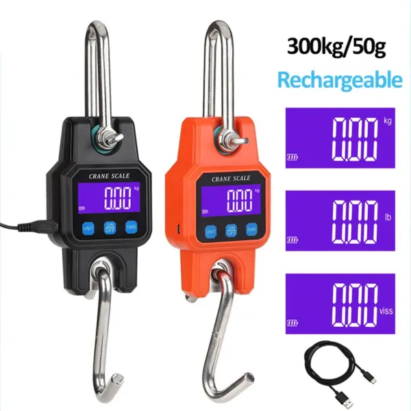 300kg Portable Digital Hanging Scale Rechargeable