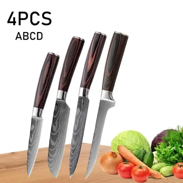 Japanese Kitchen Knife Set with Meat Cleaver - Image 8