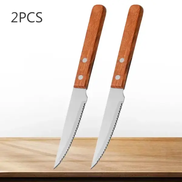 Stainless Steel Steak Knife Set with Wooden Handle - Image 9