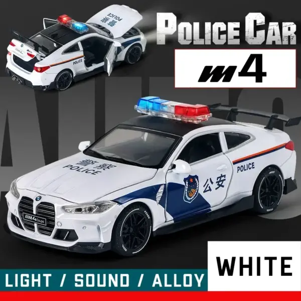 1:32 Scale BMW M4 Police Diecast Car Model - Image 5