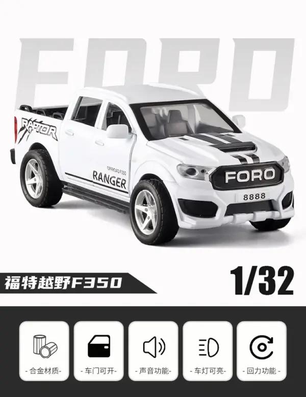 1:32 Scale Ford Raptor Diecast Model Car - Image 4