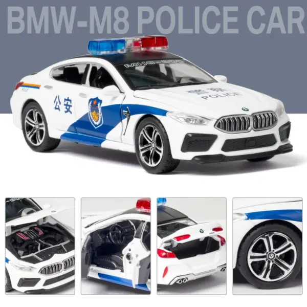 1:32 BMW M8 Alloy Police Car Model - Image 5