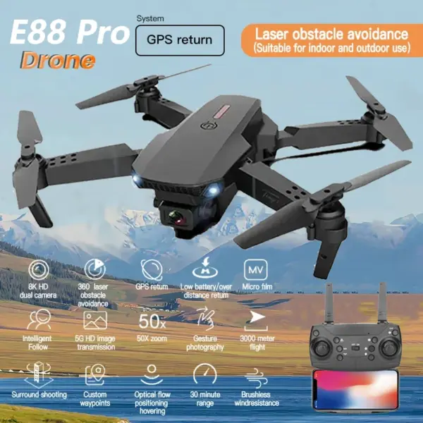 E88Pro Drone 4K Dual Camera with GPS