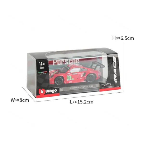 Bburago 1:43 Porsche 911 RSR LM Model Car - Image 3