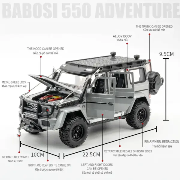 1:24 Mercedes Benz G550 4X4 Diecast Model Car - Image 2