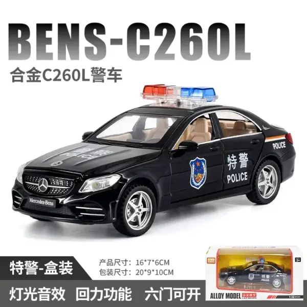 1:32 Mercedes-Benz C260 Police Diecast Model - Image 7