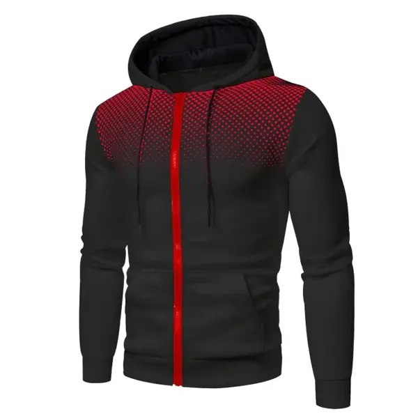Men's Casual Polka Dot Zipper Hoodie - Image 7