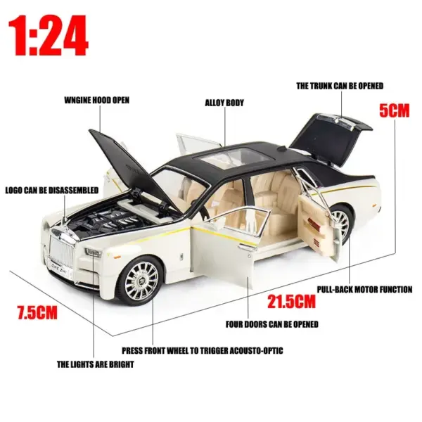 1:24 Diecast Rolls-Royce Phantom Model Car - Image 2