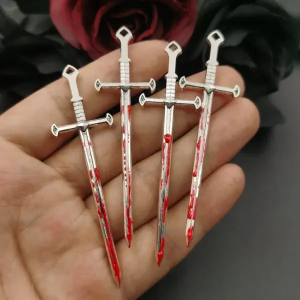 4pcs Gothic Blood Sword Charms for DIY Jewelry - Image 5