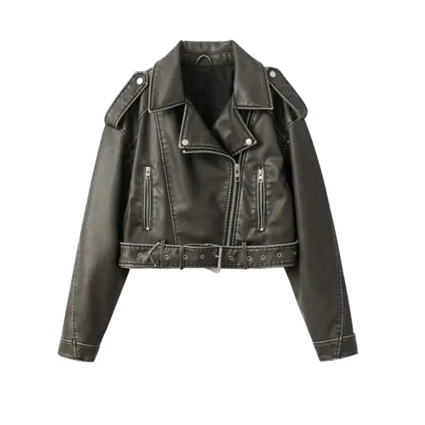 Women's Vintage Style Faux Leather Jacket - Image 10
