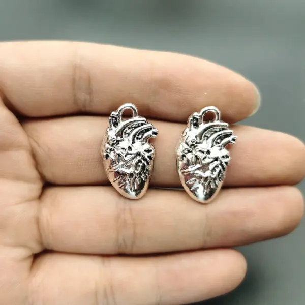 10pcs Human Heart Organ Charms for DIY Jewelry - Image 2