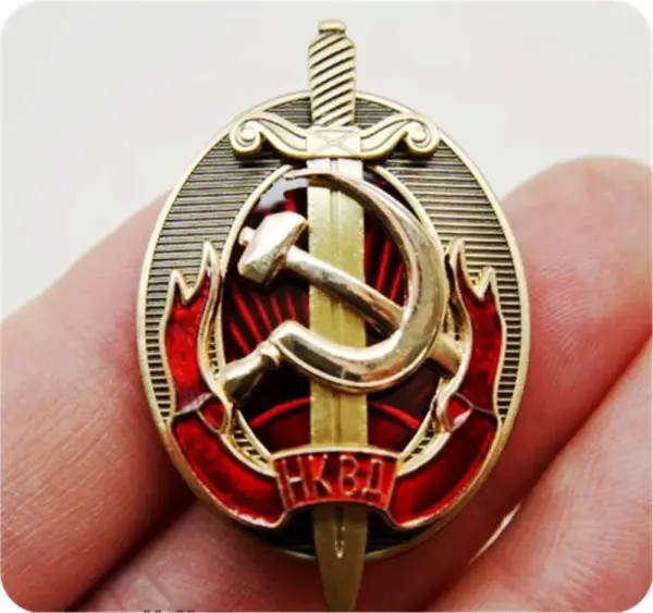 NKVD Copper Shield Badge Antique Style - Image 2