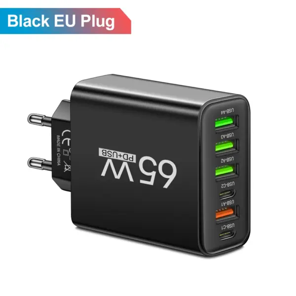 65W 6-in-1 USB and Type-C Wall Charger - Image 7