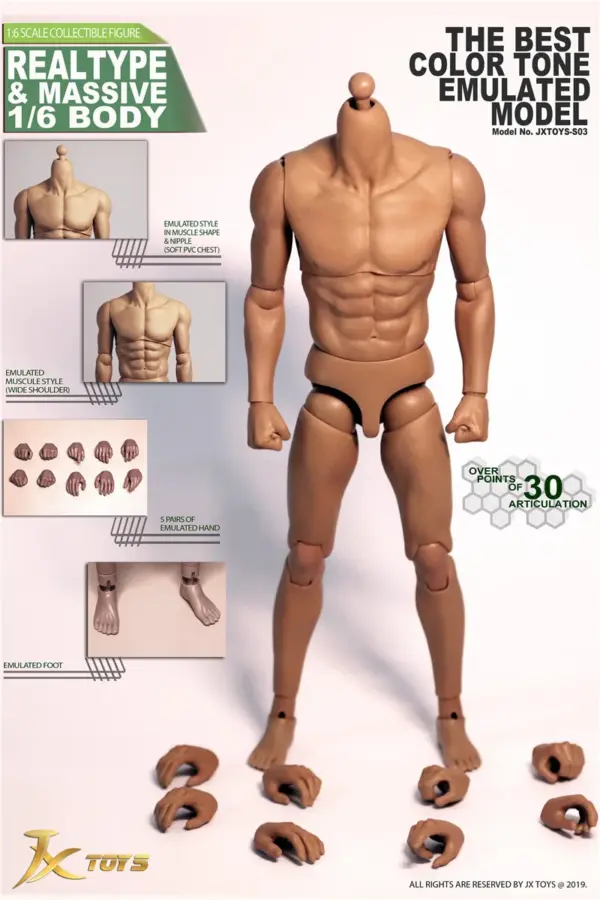 1/6 Scale Male Muscle Action Figure Body - Image 6
