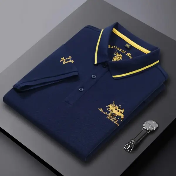 Men's Embroidered Short Sleeve Polo Shirt - Image 3