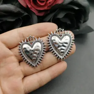 3pcs Silver Catholic Sacred Heart Charms