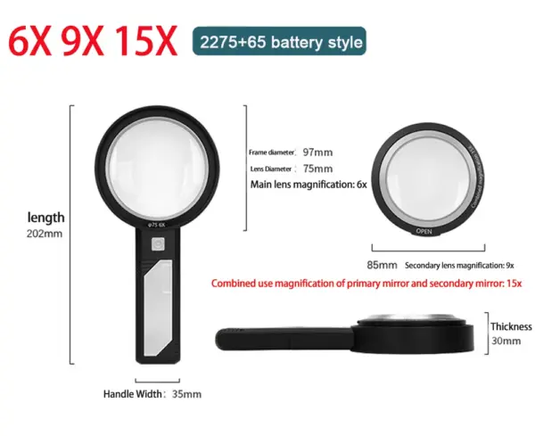 Illuminated Handheld Magnifier with 8 LED Lights - Image 9