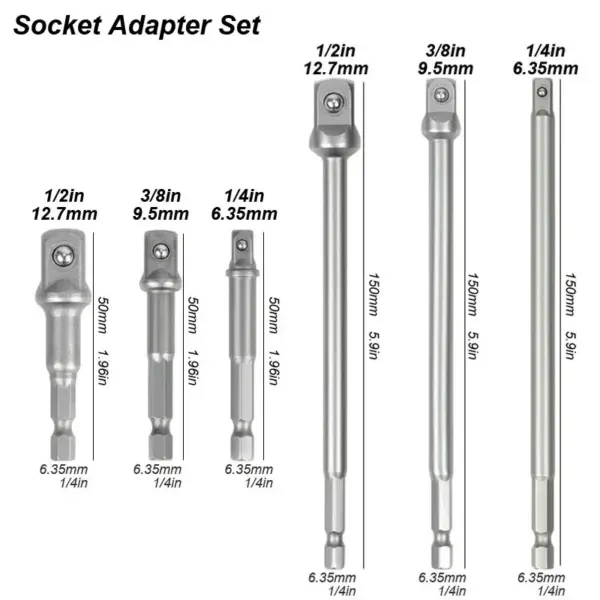 1/4 Hex Shank Impact Socket Adapter Set - Image 8