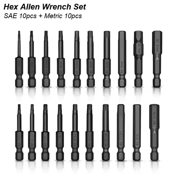 Hex Head Allen Wrench Drill Bit Set 1/4in - Image 7