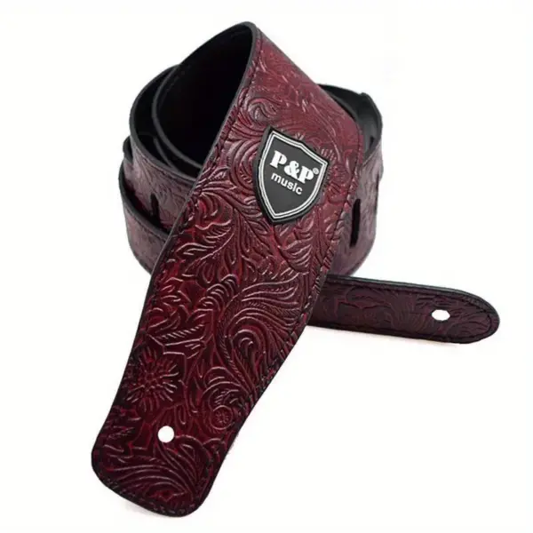 Adjustable Faux Leather Guitar Strap 6.5cm Width - Image 10