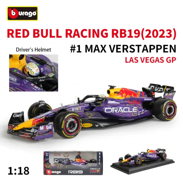 Bburago 1:18 Red Bull RB19 Diecast Model Car - Image 9