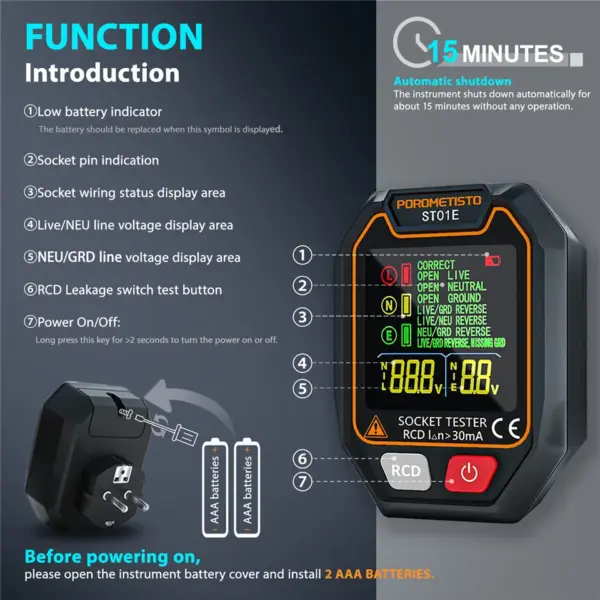 Digital Socket Tester with RCD Function - Image 2