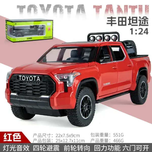 1:24 Scale Toyota Tundra Diecast Model Truck - Image 7