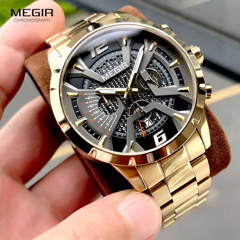 MEGIR MS2221GGD-1N3 Men's Quartz Chronograph Watch 2 MEGIR MS2221GGD-1N3 Men's Quartz Chronograph Watch - Image 2
