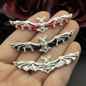 5pcs Antique Silver Bat Charms for Jewelry