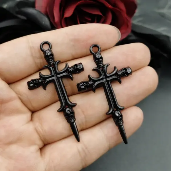 5Pcs Vintage Skeleton Cross Charms Set - Image 8