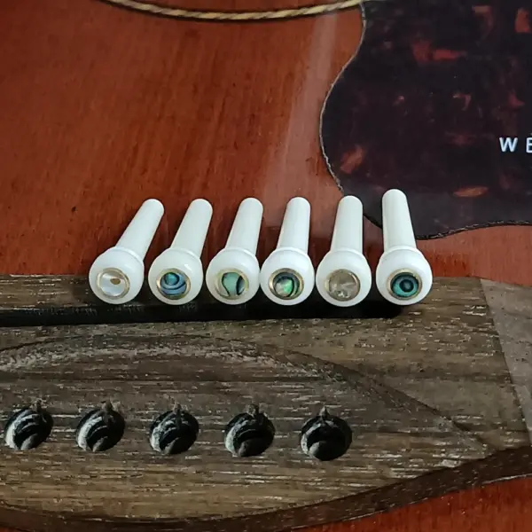 6 Pack Acoustic Guitar Bridge Pins Pure Bone - Image 5