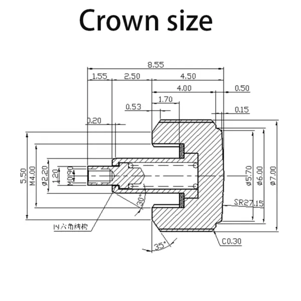 7mm Stainless Steel Crown for Seiko SKX Series - Image 5