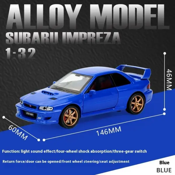 1:32 Subaru Impreza WRX STI Diecast Model Car - Image 10