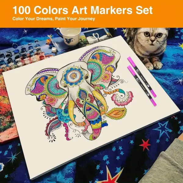 120 Color Dual Brush Tip Marker Set - Image 5