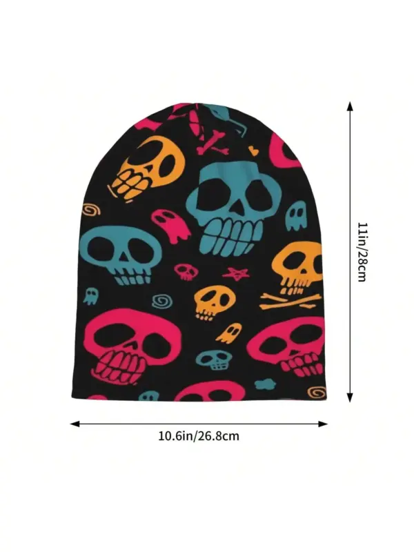 Vibrant Skull Design Beanie Hat for Adults - Image 6