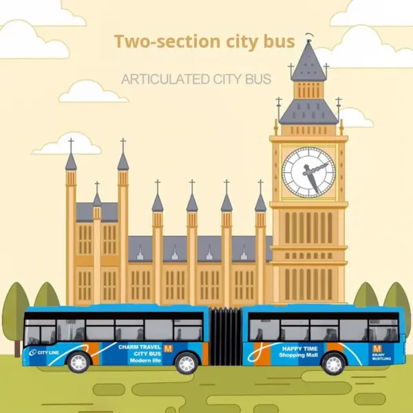 Alloy Double Section Diecast Bus Model Toy - Image 2