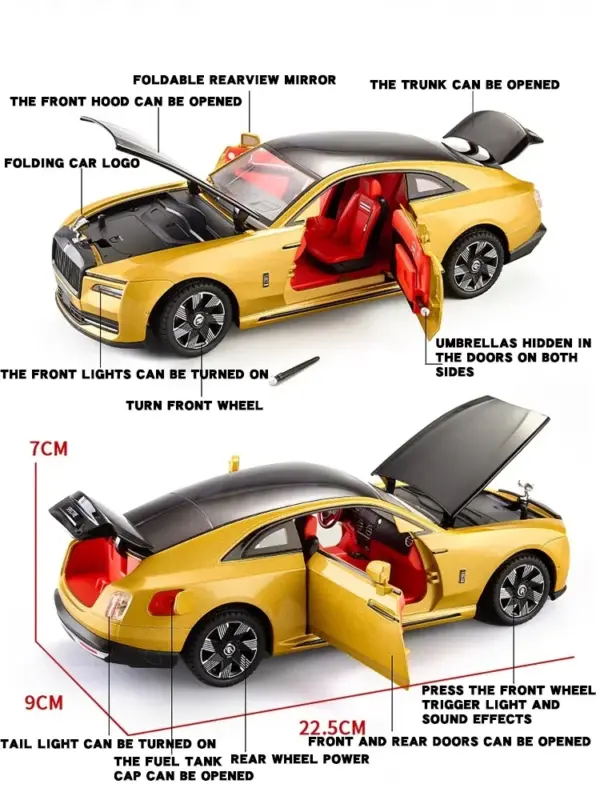 1:24 Rolls Royce SPECTRE Diecast Model Car - Image 6