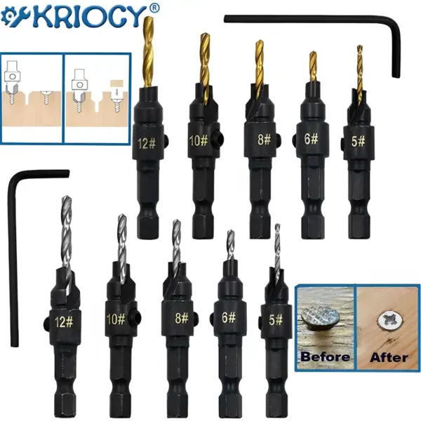 5-Piece Woodworking Countersink Drill Bit Set